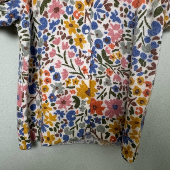 NWT Boden Wool Alpaca Floral Puff Sleeve Button Up Cardigan Sweater Size Large - Picture 4 of 12